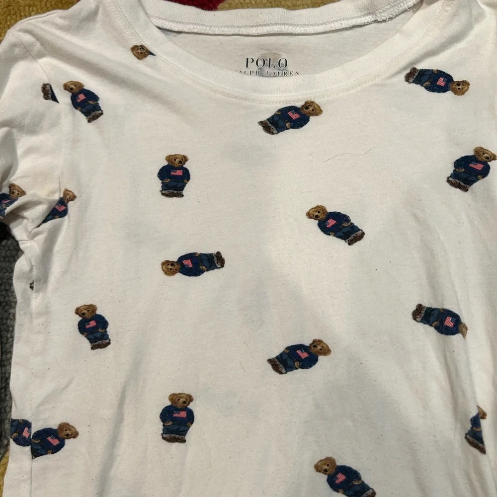 Polo Ralph Lauren Polo Bear Print Pajama Long Sleeve T Shirt Kids Girls Size 14